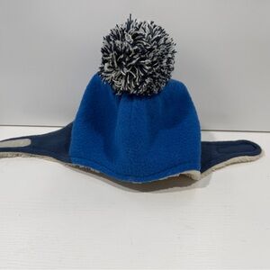 LL Bean Blue Fleece Hat with Pom Pom